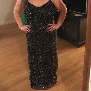 Adrianna Papell navy sequin formal gown